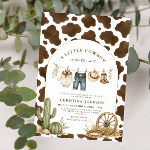 Little Cowboy Baby Shower Invitation Cow Print