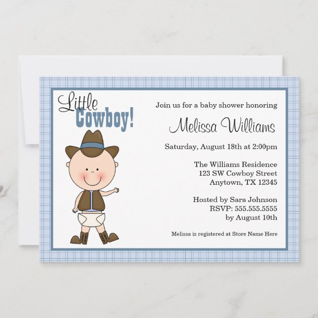 Little Cowboy Baby Shower Invitations (Front)