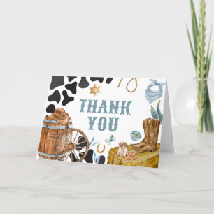 Little Cowboy Baby Shower Letterpress Thank You Card