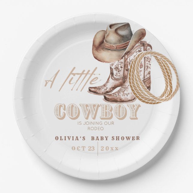 Little Cowboy Baby shower  Paper Plates (Front)
