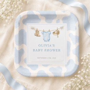 Little Cowboy Baby Shower Party Paper Plates