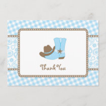 Little Cowboy Baby Shower Thank You blue and brown