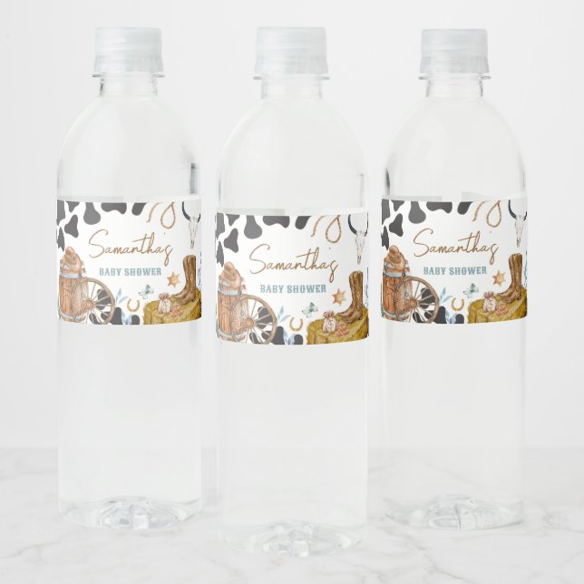 Little Cowboy Baby Shower  Water Bottle Label (Bottles)