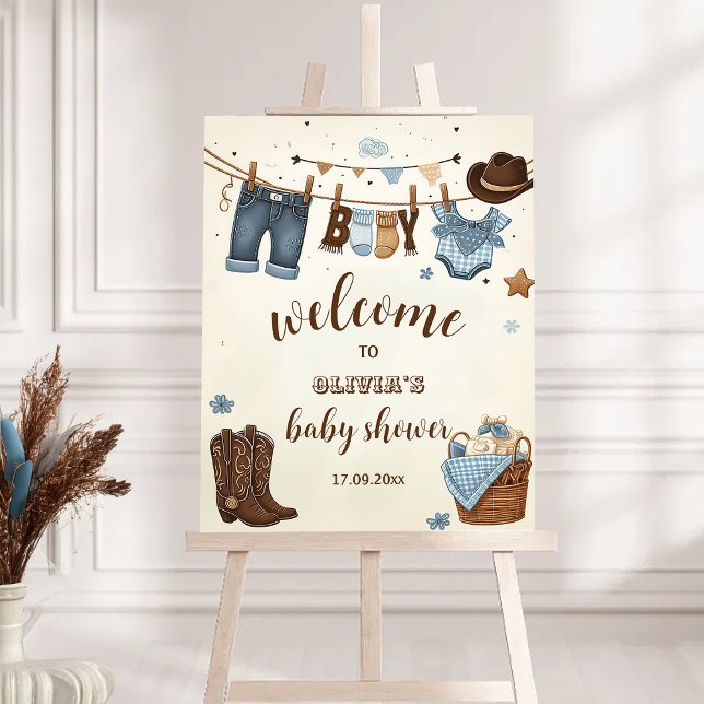 Little cowboy baby shower Welcome Foam Board (Creator Uploaded)