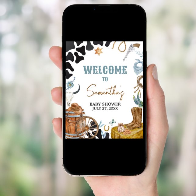 Little Cowboy Baby Shower Welcome Poster (Front Digital)
