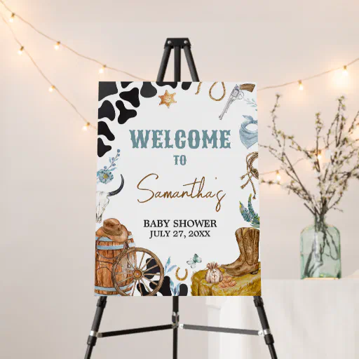 Little Cowboy Baby Shower Welcome Sign