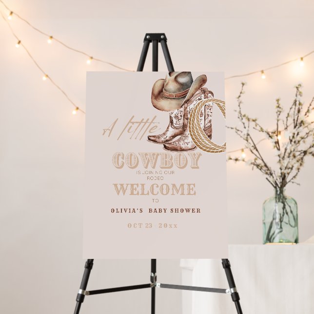 Little Cowboy Baby shower Welcome sign (In Situ (Stand))