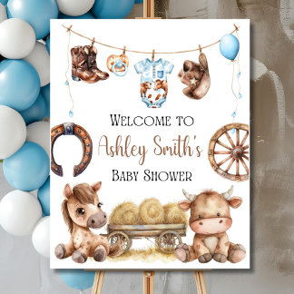 Little Cowboy Baby Shower Welcome Sign Rodeo Cowbo