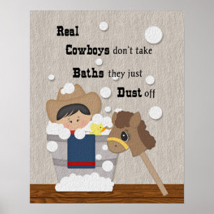 Little Cowboy Bath Time Wordart Poster
