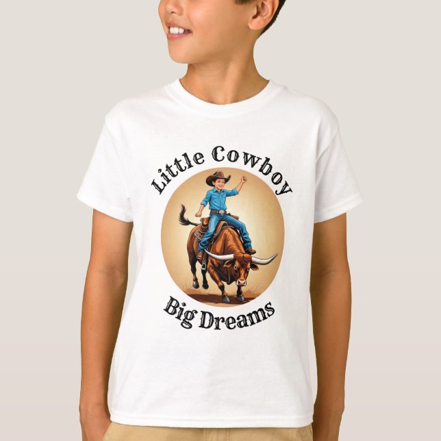 Little Cowboy Big Dreams Bull Rider T-Shirt (Front)