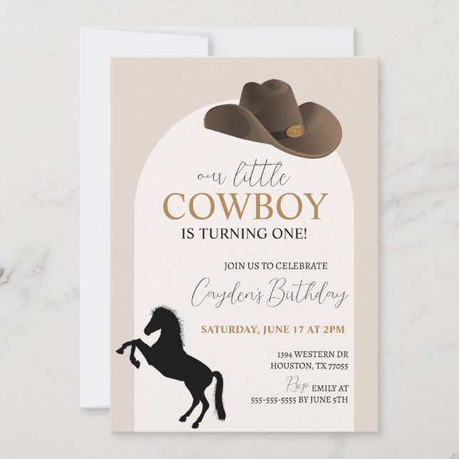 Little Cowboy Birthday Invitation  (Front)