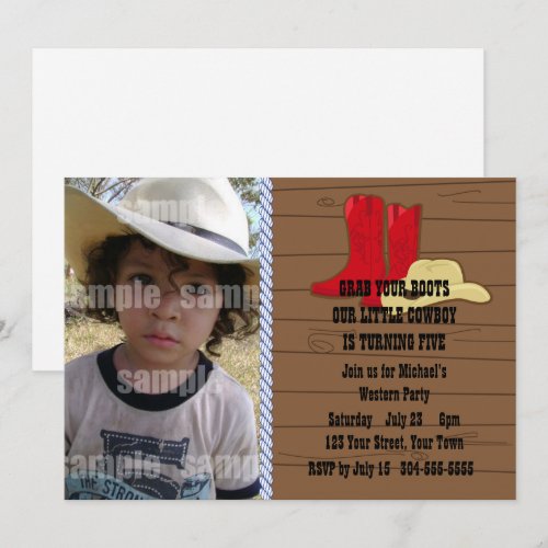 Little Cowboy Birthday Party Custom Invites