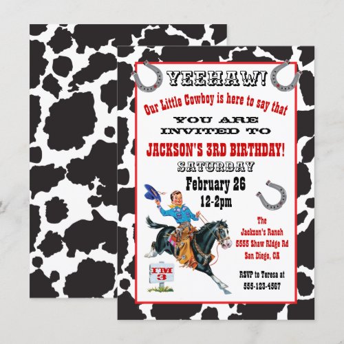 Little cowboy birthday party invitation