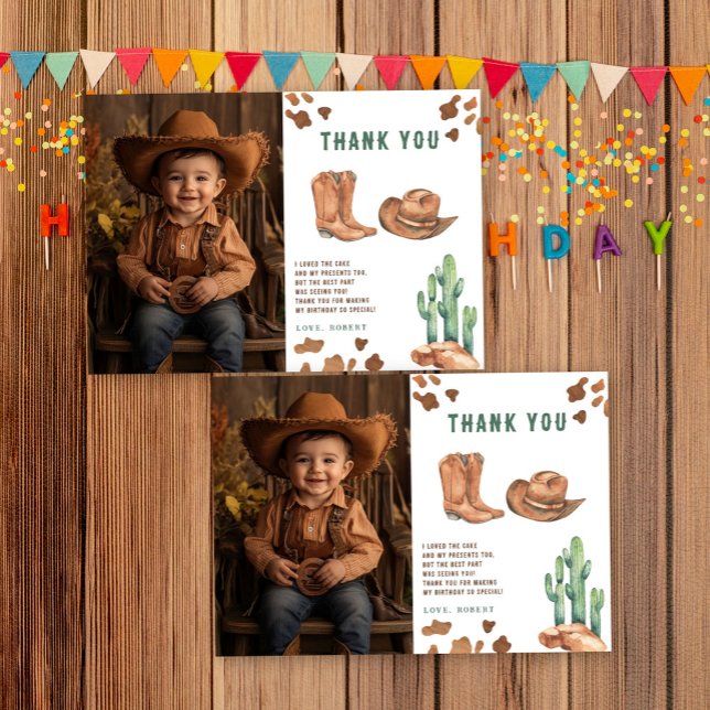 Little Cowboy Birthday Party Thank you Card (Creator Uploaded)