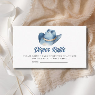 Little Cowboy Blue Baby Shower Diaper Raffle Enclosure Card