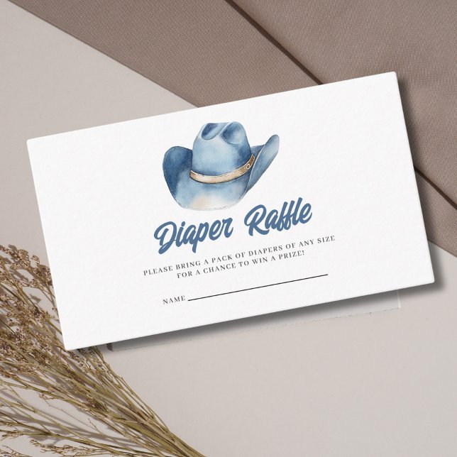 Little Cowboy Blue Baby Shower Diaper Raffle Enclosure Card (Creator Uploaded)