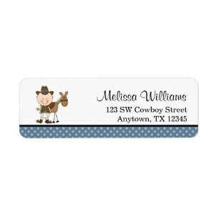 Little Cowboy Blue Polka Dots Label
