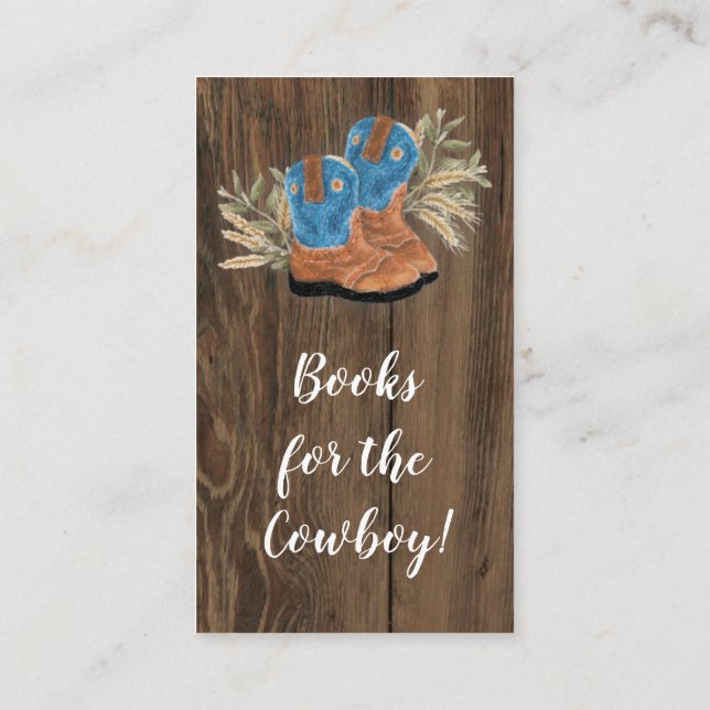 Little Cowboy Bootie Baby Shower Book Request Enclosure Card (Back)