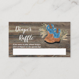 Little Cowboy Bootie Baby Shower Diaper Raffle Enc Enclosure Card