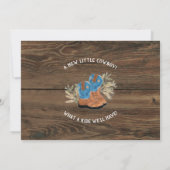 Little Cowboy Bootie Brown Wood Baby Shower Invitation (Back)