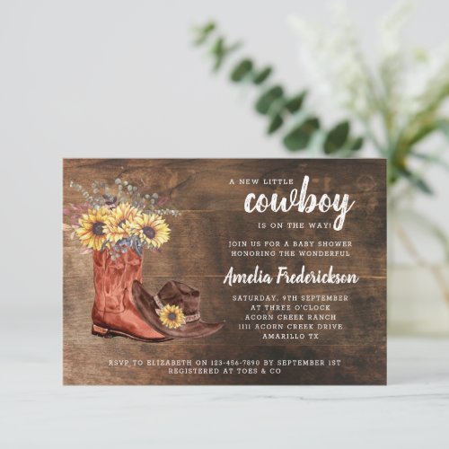 Little Cowboy Boots Baby Shower Invitation