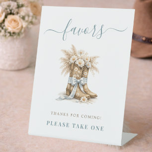Little Cowboy Boots Western Baby Boy Shower Favors Pedestal Sign