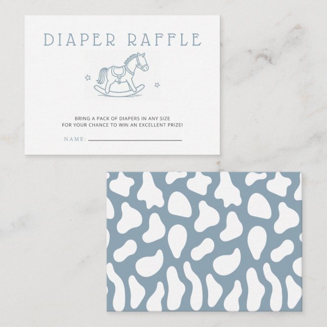 Little Cowboy Boy Baby Shower Diaper Raffle Enclosure Card (Front/Back)