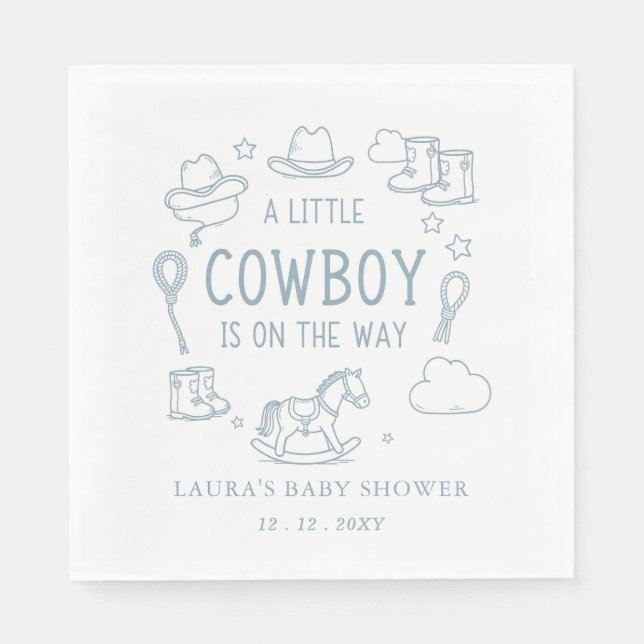 Little Cowboy Boy Baby Shower Napkins (Front)