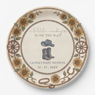Little Cowboy Boy Baby Shower Paper Plates