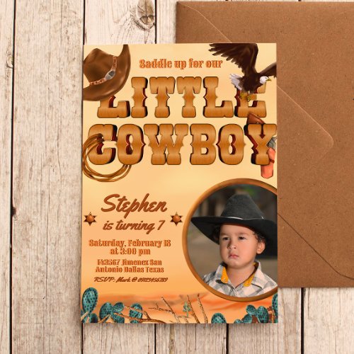 Little Cowboy Boy Birthday Invitation