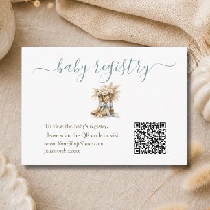 Little Cowboy Boy Shower Baby Registry QR Code Enclosure Card