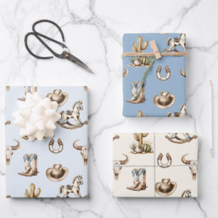 Little Cowboy Boy Western Wrapping Paper Sheets