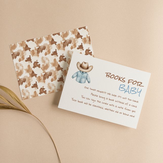 Little Cowboy Brown Clothesline Baby Book Request Enclosure Card (Creator Uploaded)