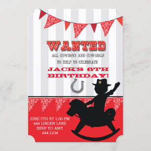 Little Cowboy Buckaroo Birthday Invitation