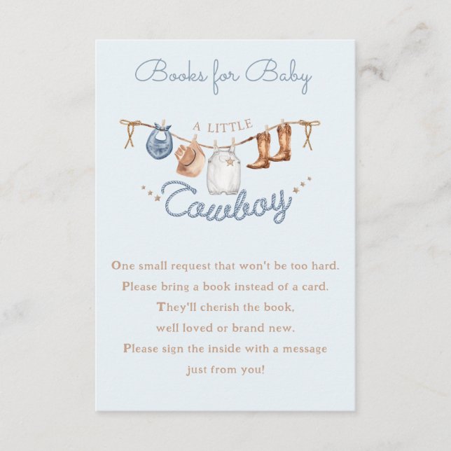 Little Cowboy Canyon Baby Shower Book Request Enclosure Card (Front)
