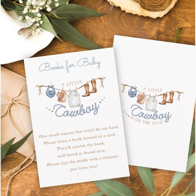Little Cowboy Canyon Baby Shower Book Request Enclosure Card (Creator Uploaded)