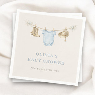 Little Cowboy Clothesline Baby Shower Party Napkins