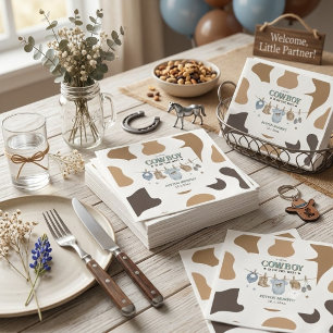 Little Cowboy Clothesline Baby Shower Square Napkins