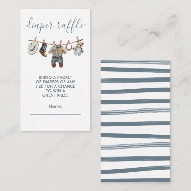 Little Cowboy clothesline Diaper Raffle card (Front/Back)