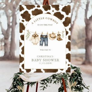 Little Cowboy Clothesline Welcome Sign Cow Print