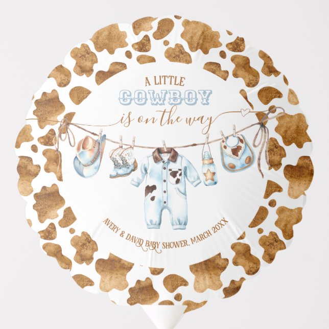 Little Cowboy Clothesline WildWest Boy Baby Shower Balloon (Front)