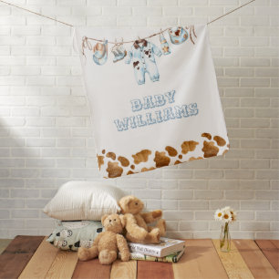 Little Cowboy Clothesline WildWest Boy Baby Shower Blanket