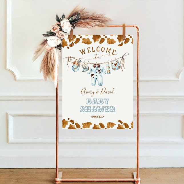 Little Cowboy Clothesline WildWest Boy Baby Shower Foam Board (Creator Uploaded)