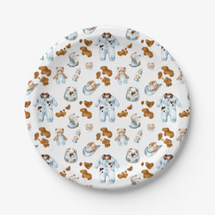 Little Cowboy Clothesline WildWest Boy Baby Shower Paper Plates
