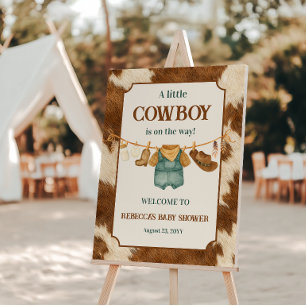 Little Cowboy Cow Western Clothesline Baby Shower Foam Board