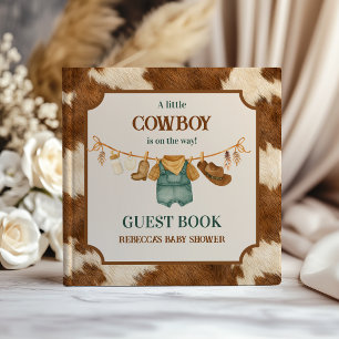 Little Cowboy Cow Western Clothesline Baby Shower Guest Book