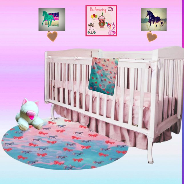 Little cowboy / cowgirl Wild Horses Rug (Matching baby blanket also available in store.)