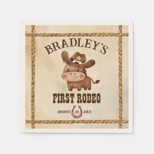 Little cowboy cute baby horse first rodeo napkins