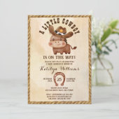 Little cowboy cute baby horse in a hat baby shower invitation (Standing Front)