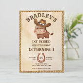 Little cowboy cute baby horse in a hat birthday invitation (Standing Front)